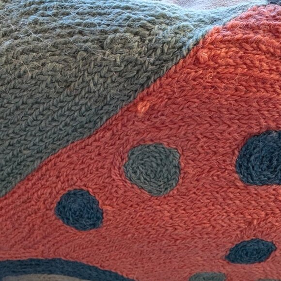 Kandinsky Style Wool Chainstitch Crewelwork Decorative Accent Pillow - Picture 13 of 15